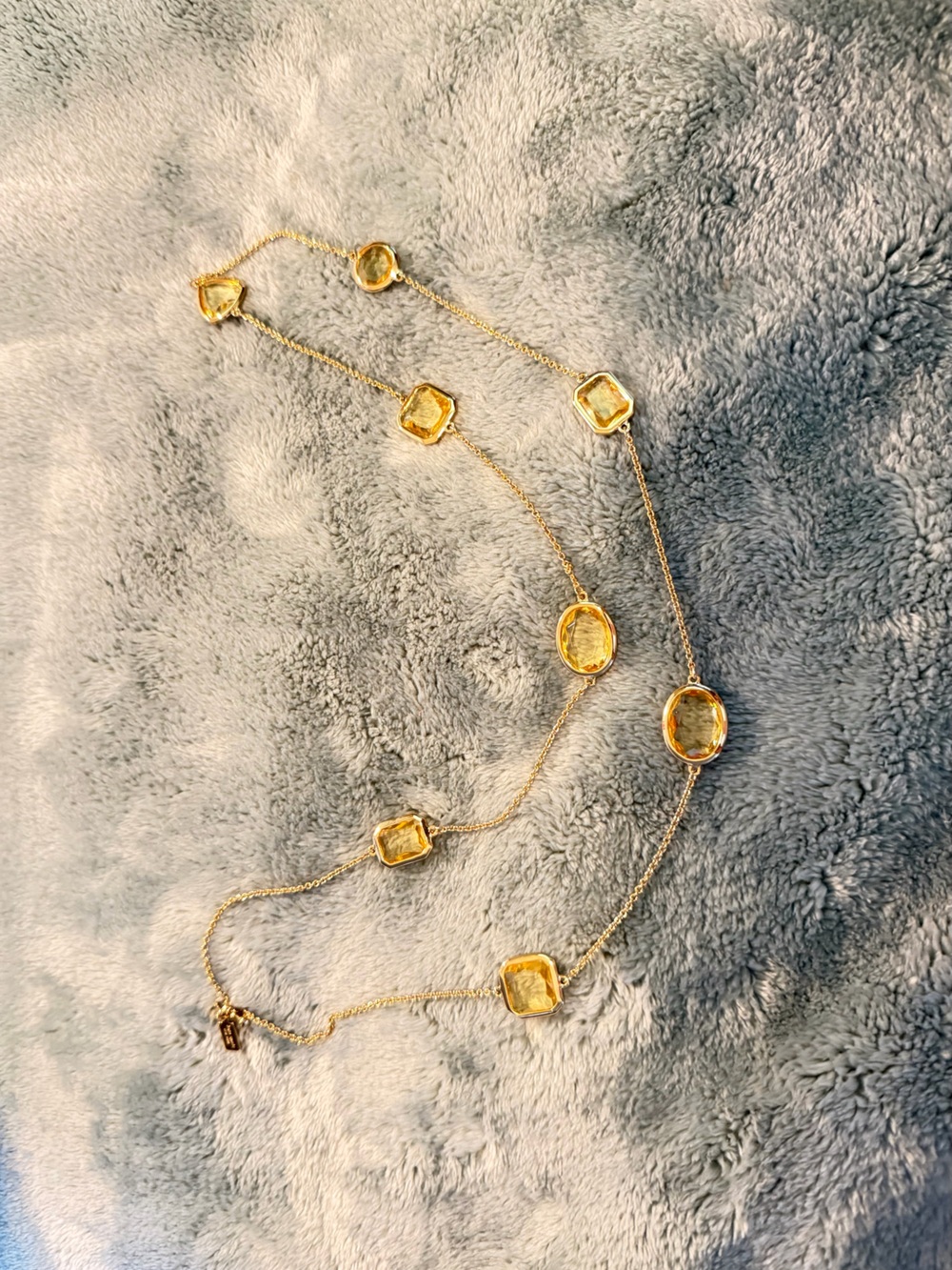 ♠️ Kate Spade Vegas Jewels Citrine Yellow Station 30” Long Gold Tone Necklace